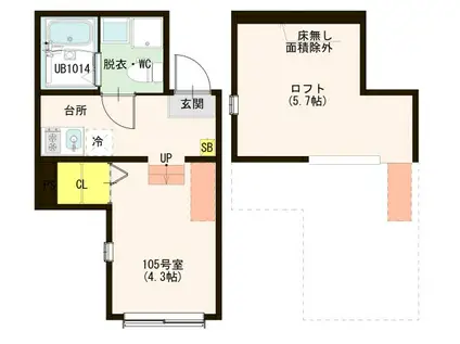 ハーモニーテラス東四つ木VI(ワンルーム/1階)の間取り写真