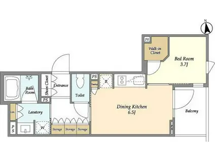 Mトリアノン(1DK/2階)の間取り写真