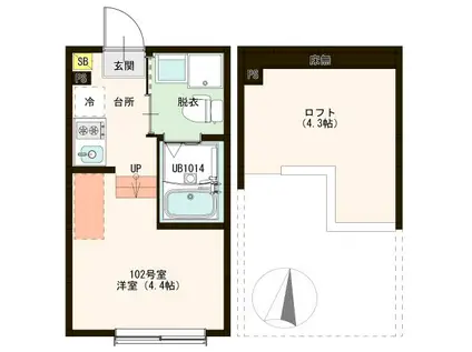ハーモニーテラス東四つ木III(ワンルーム/1階)の間取り写真