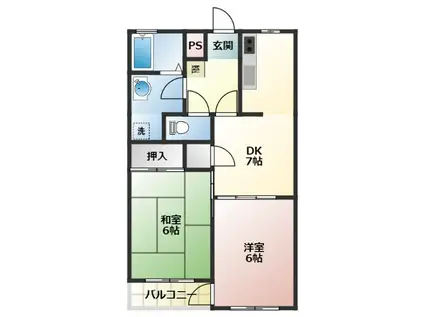 ファースト21(2DK/1階)の間取り写真