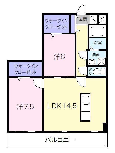 ル・クール(2LDK/4階)の間取り写真