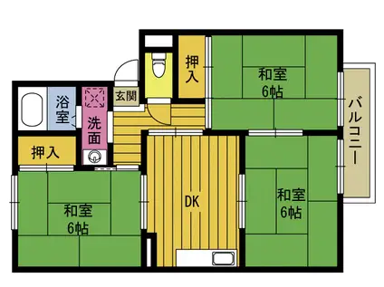 ハイツ亀川(3DK/1階)の間取り写真