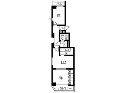 レインボー千代田橋(2LDK/8階)の間取り写真