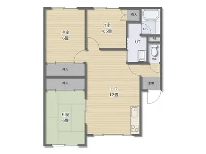 グランドハイム七重浜(3LDK/1階)の間取り写真