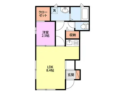 ヴィラオットB(1SK/1階)の間取り写真