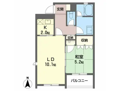 ラ・サンテ安東(1LDK/3階)の間取り写真