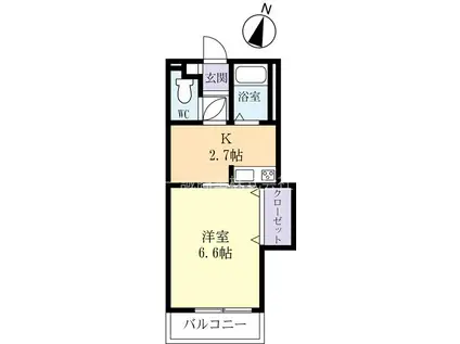 巡見アパート A棟(1K/1階)の間取り写真
