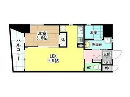 MGA城内(1LDK/6階)の間取り写真