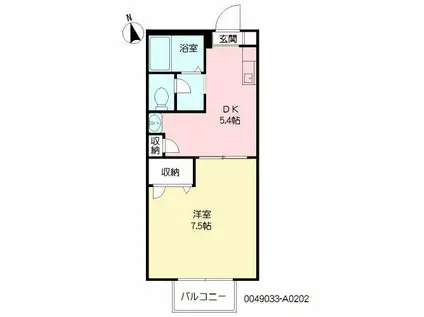 グレース小森野II(1K/2階)の間取り写真