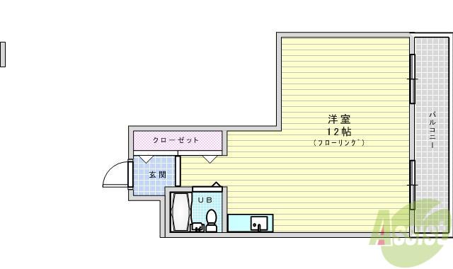 ハイツ衣笠(ワンルーム/3階)の間取り写真
