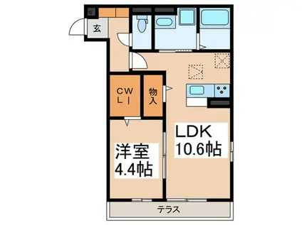 スペチアーレ平野東(1LDK/1階)の間取り写真