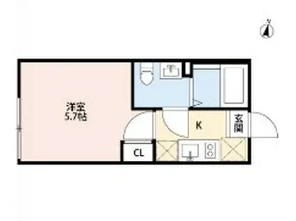 エスグランデ(1K/2階)の間取り写真