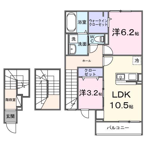 グレイス ケイ(2LDK/3階)の間取り写真