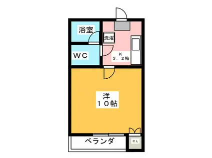 メゾン・テ・シャン(1K/2階)の間取り写真