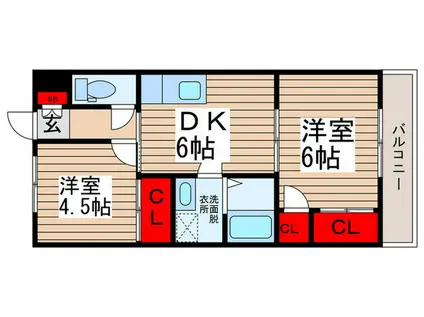 アビタシオン新柏(2DK/1階)の間取り写真