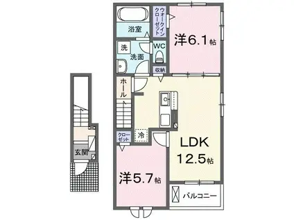 ヴェルデ ブリッサ III(2LDK/2階)の間取り写真