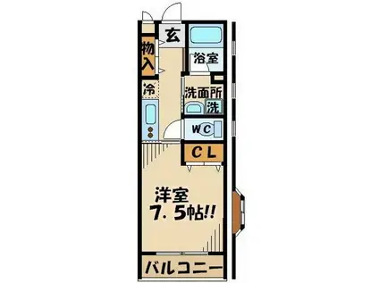 メゾン・ド・ヴェールA棟(1K/1階)の間取り写真