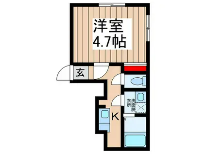 グレースシティ南柏II(1K/1階)の間取り写真