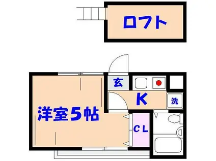 プルミエールHIRATA(1K/2階)の間取り写真