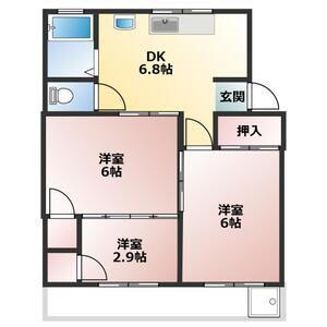 佃マンションB棟(3LDK/2階)の間取り写真