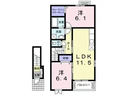ボヌール青山(2LDK/2階)の間取り写真
