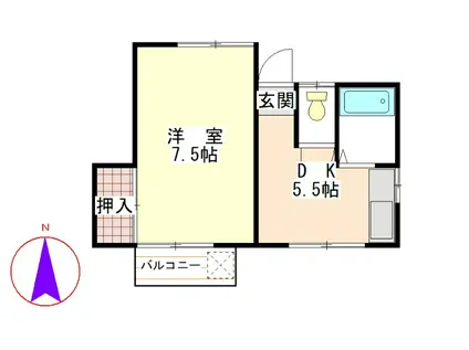 ナイトウハイツ(1DK/2階)の間取り写真