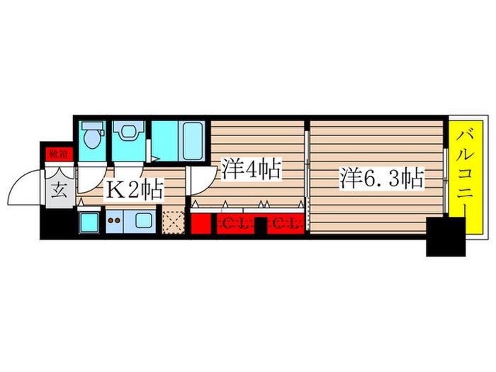 S-RESIDENCE六番町(2K/2階)の間取り写真