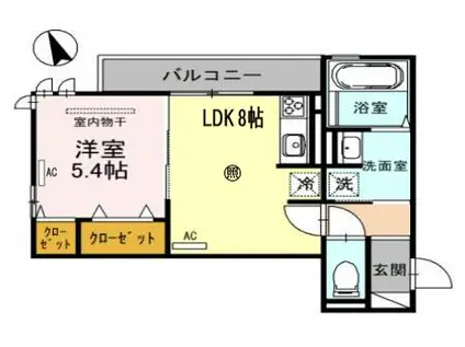 RハイツIII(1LDK/2階)の間取り写真