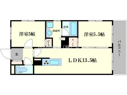 富士林プラザ15番館(2LDK/3階)の間取り写真
