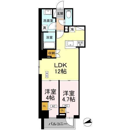 ロイジェント南池袋(2LDK/2階)の間取り写真