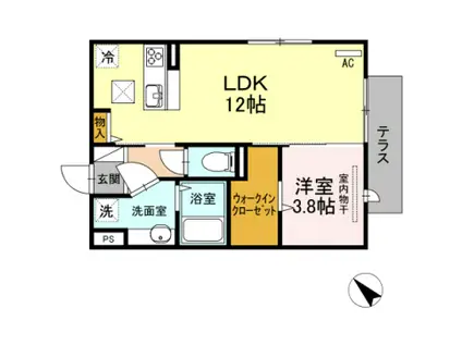 ディールーム光丘(1LDK/1階)の間取り写真