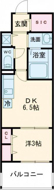 ARTIZA堺(1DK/15階)の間取り写真