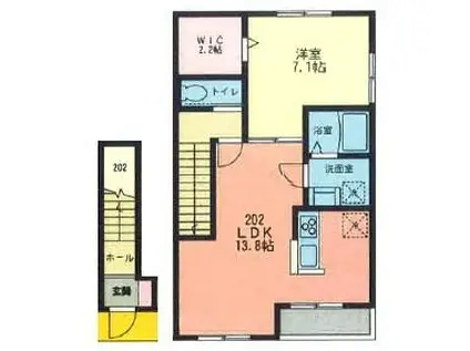 フィカーサセレッソ(1LDK/2階)の間取り写真