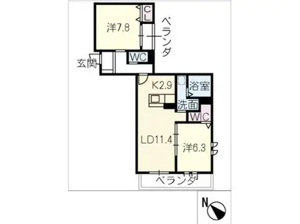 LUGALO MK(2LDK/2階)の間取り写真