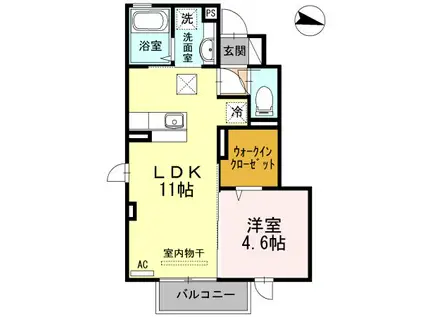 サンドハウス B棟(1LDK/1階)の間取り写真
