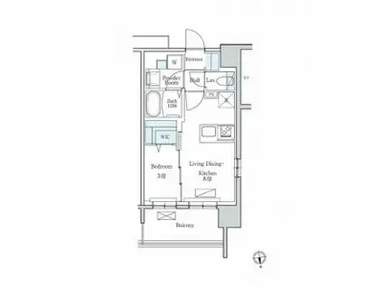 デュオフラッツ栄(1LDK/14階)の間取り写真