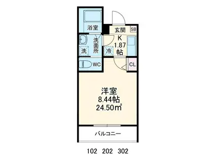 GRADUS桜台(1K/1階)の間取り写真