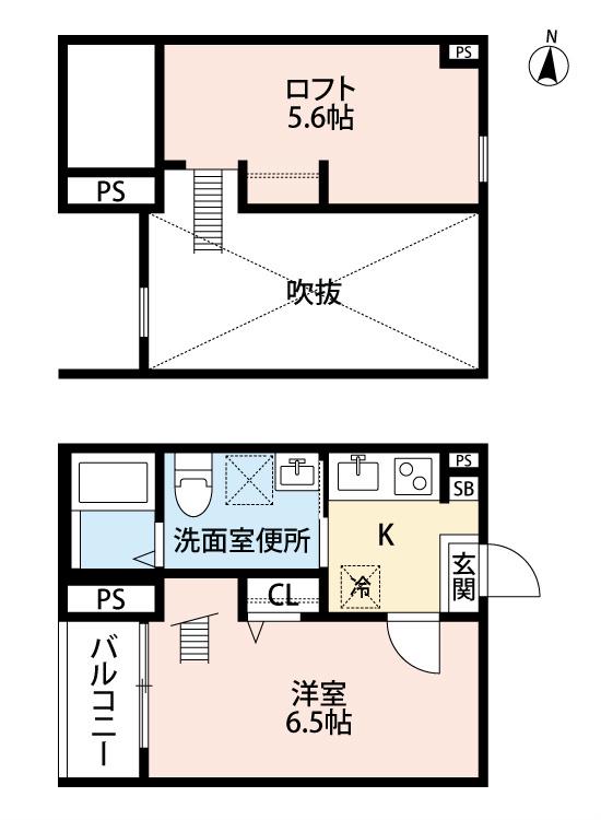 AQUA源兵衛町(1K/1階)の間取り写真