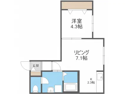 HAL元町(1LDK/1階)の間取り写真
