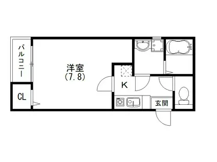クレフラスト静岡大北(1K/1階)の間取り写真