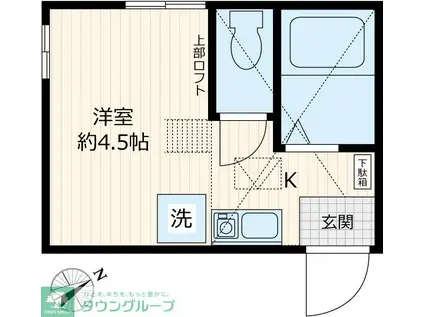 ヒルズ片吹(ワンルーム/1階)の間取り写真