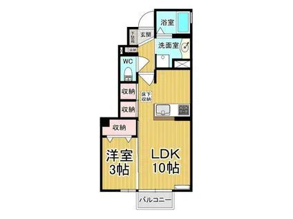 リェス ソーンツェ B(1LDK/1階)の間取り写真