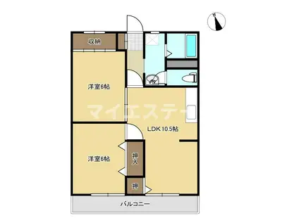 ニュー井上ハイツII(2LDK/1階)の間取り写真