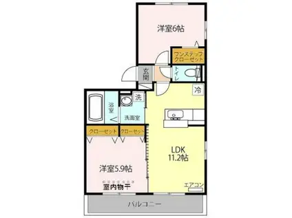 オッツ吉川 B(2LDK/3階)の間取り写真