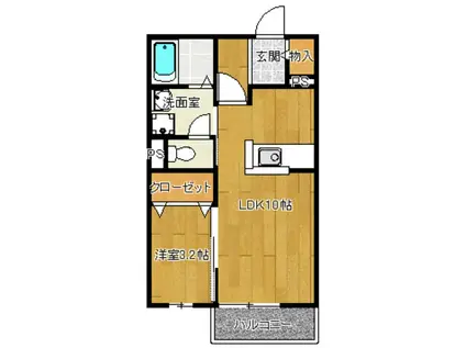 シャルマンハイム(1SK/1階)の間取り写真