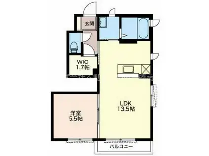 クレアーレ弐番館B(1LDK/1階)の間取り写真