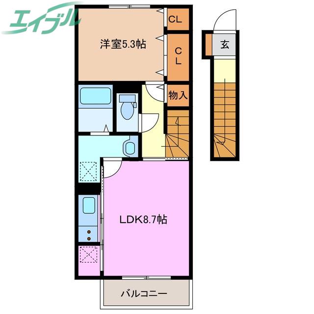 タウンコートII(1LDK/2階)の間取り写真
