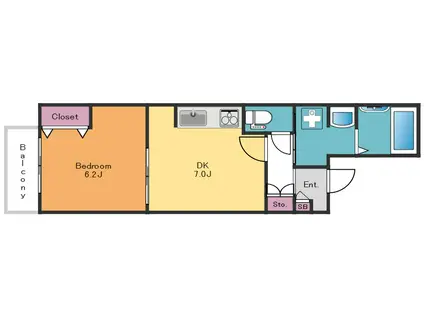 SEVEN LEAVES 白金台(1DK/3階)の間取り写真