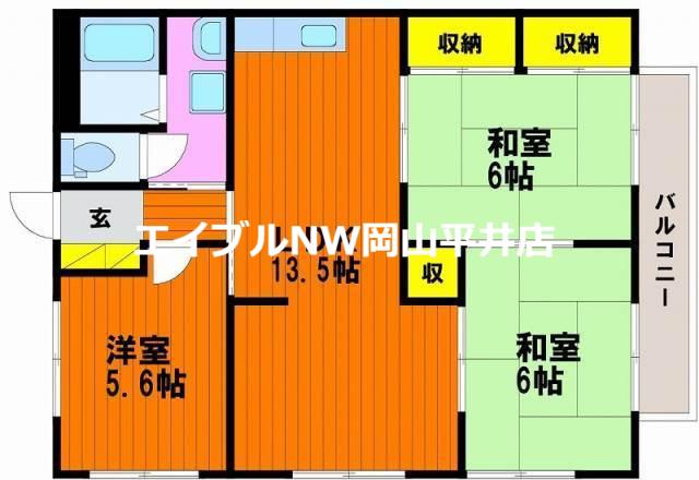 泉田コーポ(3LDK/2階)の間取り写真