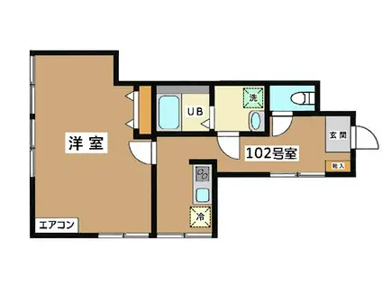 リリアンAK(1K/1階)の間取り写真